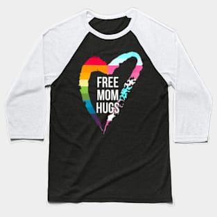 Womens Free Mom Hugs Cute Lgbt Pride Gay Family Matching Baseball T-Shirt